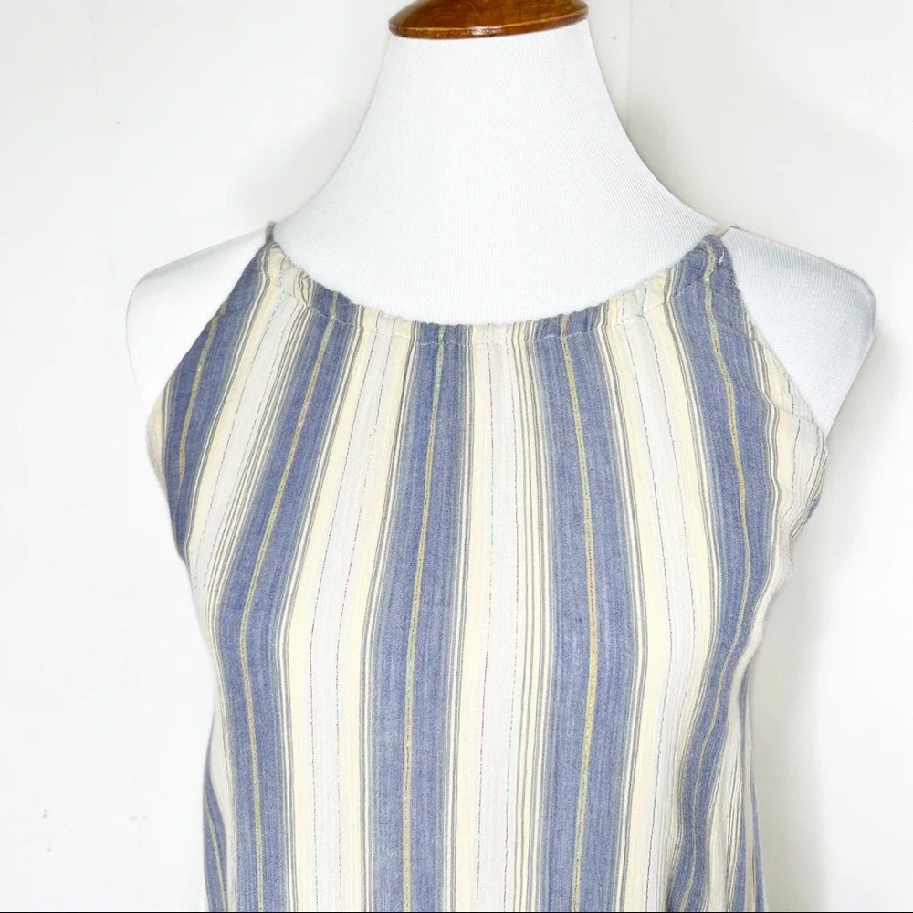 SOLD-Urban Outfitters Striped Chambray and Cream Midi Halter SunDress - Picture 9 of 15